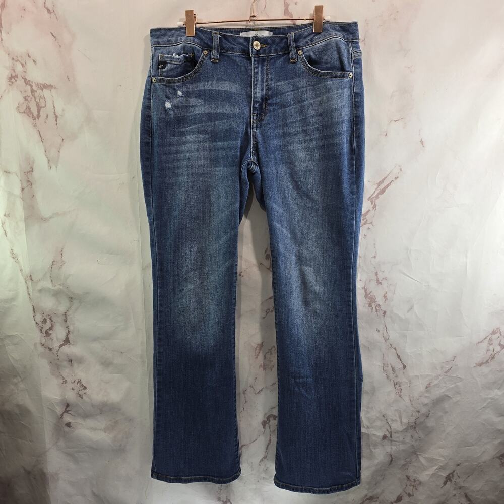 KanCan Jeans Womens 30 Boot Cut High Rise Skinny Distressed Dark Wash Cropped